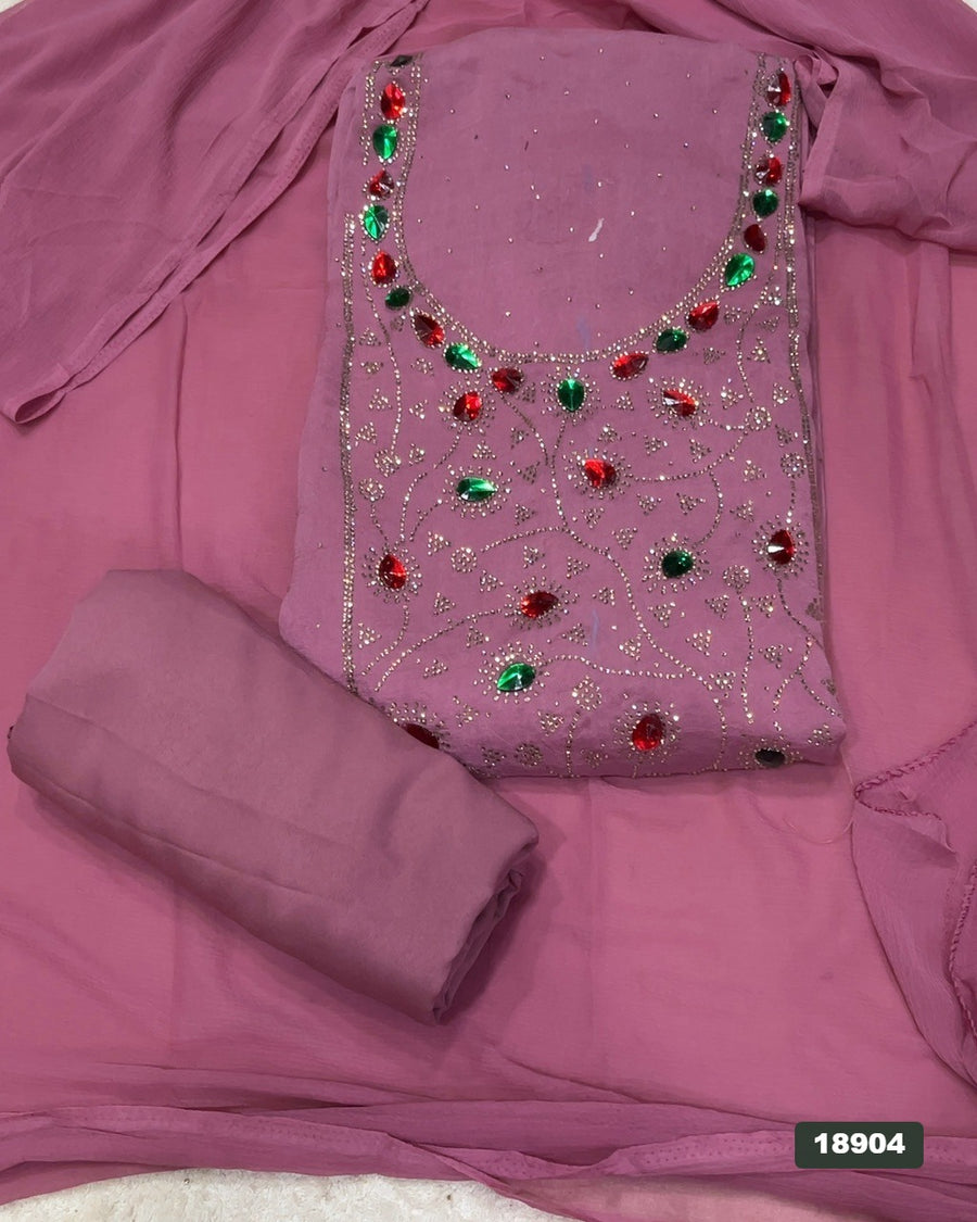 Crush Silk Embroidery Suit Set