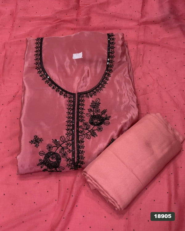 Glass Organza Silk Embroidery Suit Set