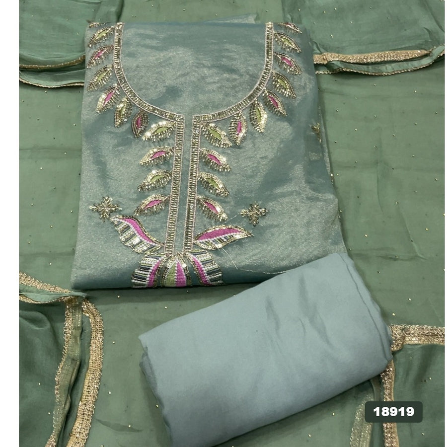 Shimmer Silk Embroidery Suit Set