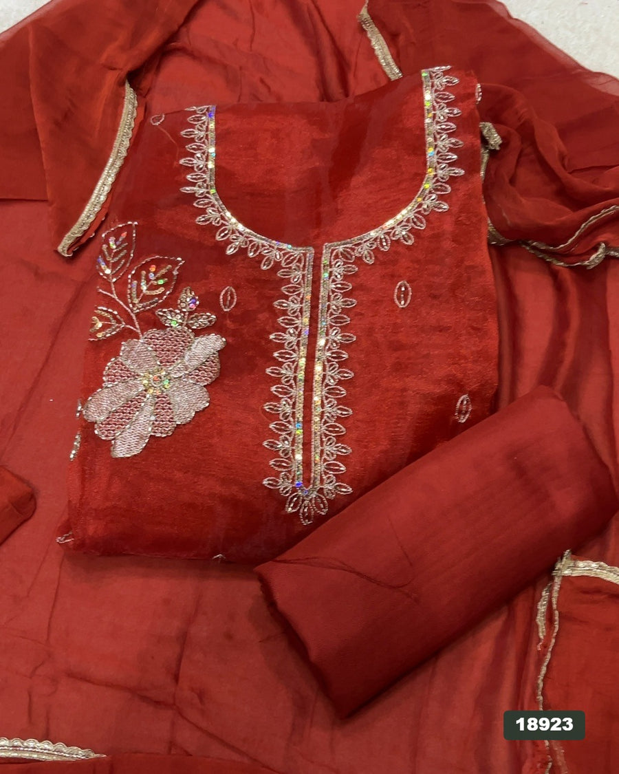 Silk Embroidery Suit Set