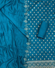 Special Vichitra Heavy Zari & Swarovski Work Suit Set (Heavy Cut Work Dupatta) - Yanchi
